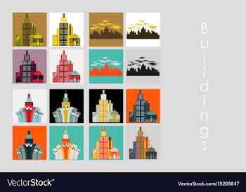 Set of skyscrapers buildings isolated tower vector image