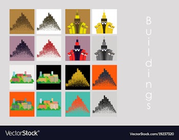 Set of skyscrapers buildings isolated tower vector image