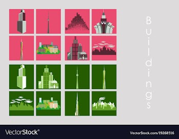 Set of skyscrapers buildings isolated tower vector image