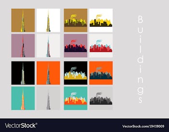 Set of skyscrapers buildings isolated tower vector image