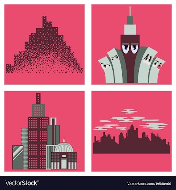 Set of skyscrapers buildings isolated tower vector image