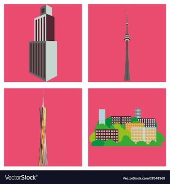 Set of skyscrapers buildings isolated tower vector image