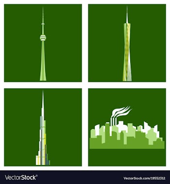 Set of skyscrapers buildings isolated tower vector image