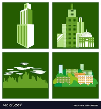 Set of skyscrapers buildings isolated tower vector image