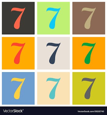 Set of slot machine seven icon color flat vector image