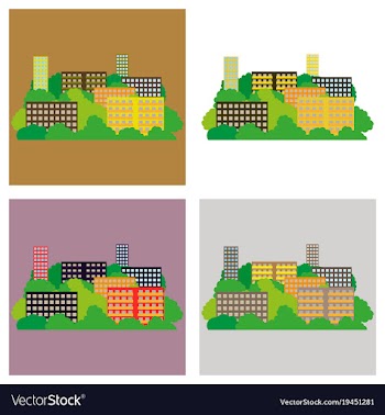 Set of smart city with contemporary buildings vector image