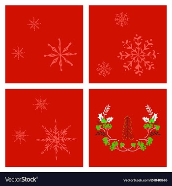 Set of snowflake icon sign design red background vector image
