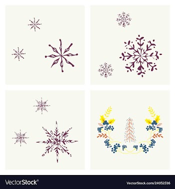 Set of snowflake icon sign design red background vector image