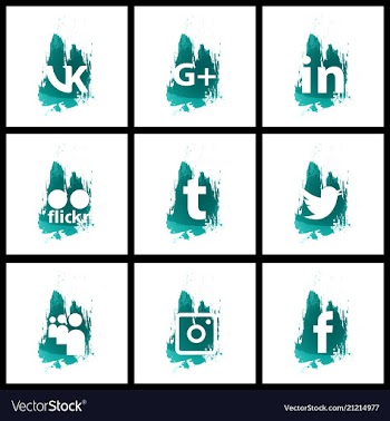 Set of social media network connect communicate vector image