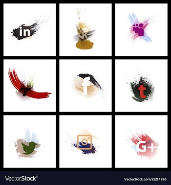 Set of social media network connect communicate vector image