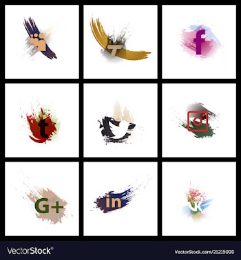 Set of social media network connect communicate vector image