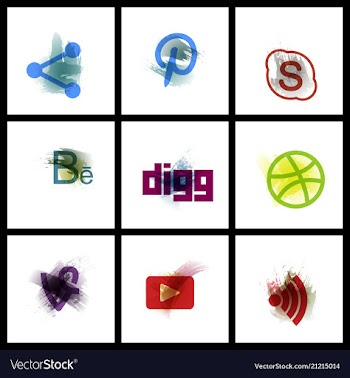 Set of social media network connect communicate vector image