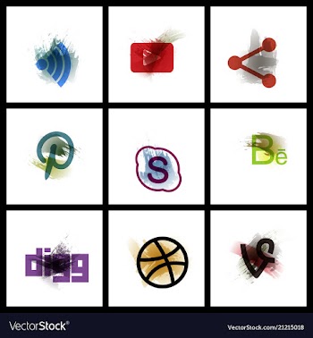 Set of social media network connect communicate vector image