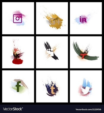 Set of social media network connect communicate vector image
