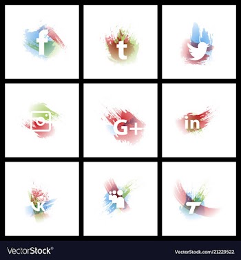 Set of social media network connect communicate vector image