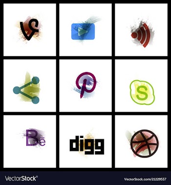 Set of social media network connect communicate vector image