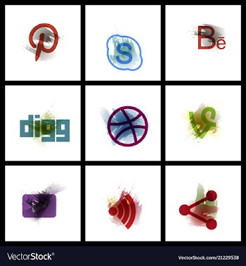 Set of social media network connect communicate vector image
