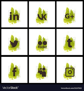 Set of social media network connect communicate vector image