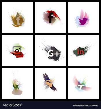 Set of social media network connect communicate vector image