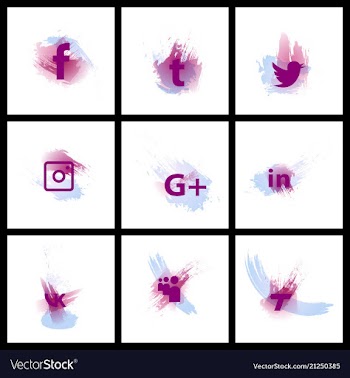 Set of social media network connect communicate vector image