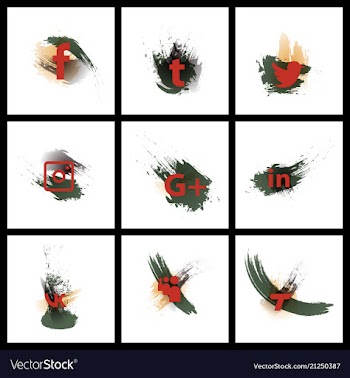 Set of social media network connect communicate vector image