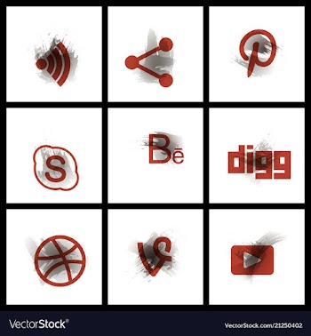 Set of social media network connect communicate vector image
