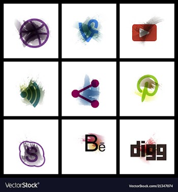 Set of social media network connect communicate vector image