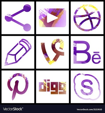 Set of social networking icons web design flat vector image