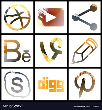 Set of social networking icons web design flat vector image