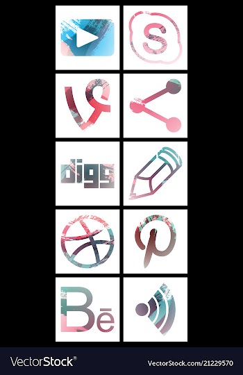 Set of social networking icons web design flat vector image