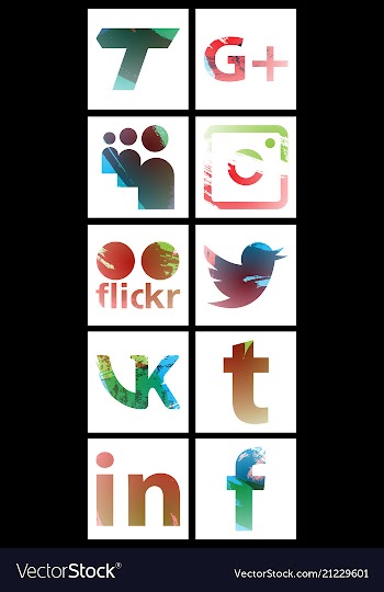Set of social networking icons web design flat vector image