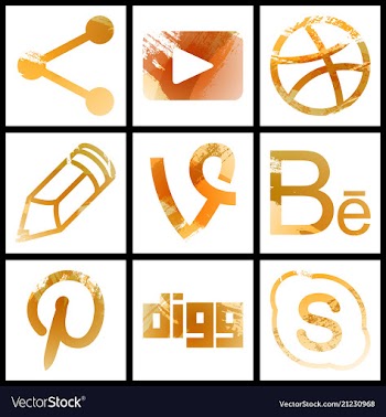 Set of social networking icons web design flat vector image