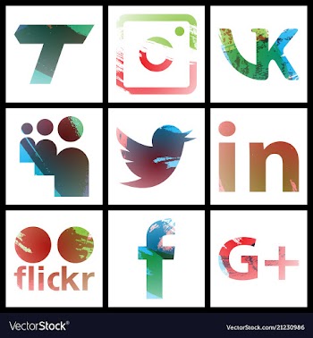 Set of social networking icons web design flat vector image