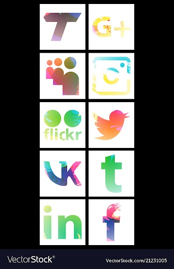 Set of social networking icons web design flat vector image