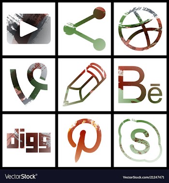 Set of social networking icons web design flat vector image