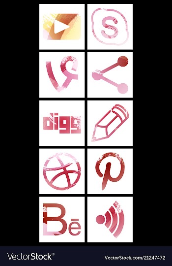 Set of social networking icons web design flat vector image