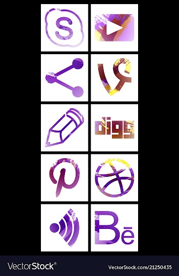 Set of social networking icons web design flat vector image