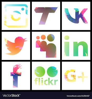 Set of social networking icons web design flat vector image