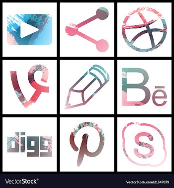 Set of social networking icons web design flat vector image