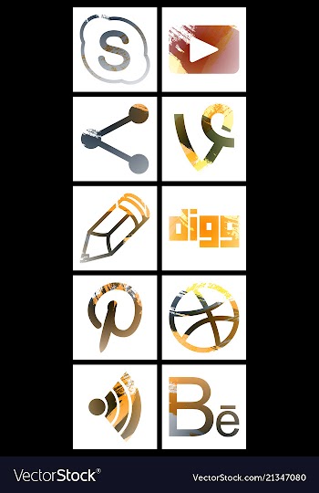Set of social networking icons web design flat vector image