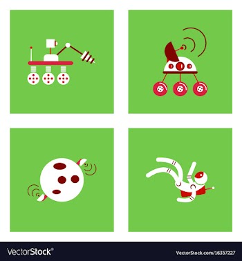 Set of space icons with rocket equipments for vector image