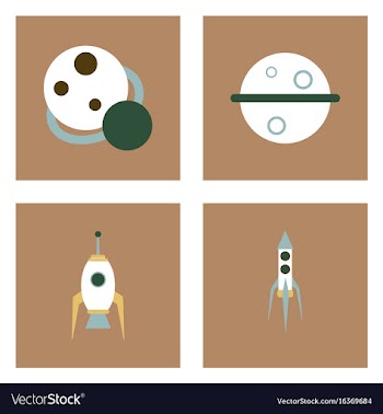 Set of space icons with rocket equipments for vector image