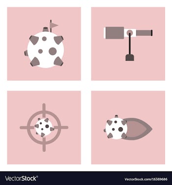 Set of space icons with rocket equipments for vector image