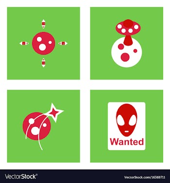 Set of space icons with rocket equipments for vector image