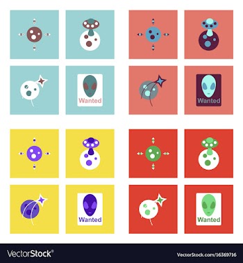 Set of space icons with rocket equipments for vector image