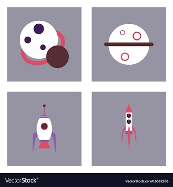 Set of space icons with rocket equipments for vector image