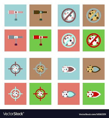 Set of space icons with rocket equipments for vector image