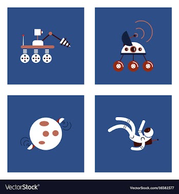 Set of space icons with rocket equipments for vector image
