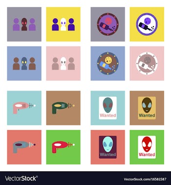 Set of space icons with rocket equipments for vector image