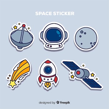 Set of space stickers in hand drawn Free Vector